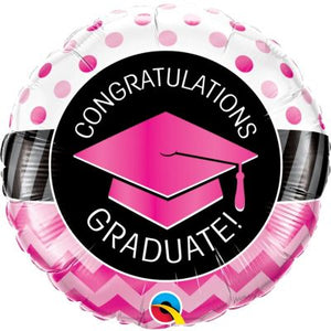 45cm Foil Balloon -  CONGRATS GRADUATION PINK