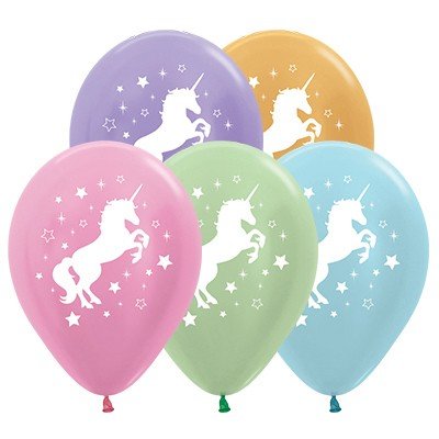 Pearl Assorted Unicorn Latex Balloons - 25 Pack