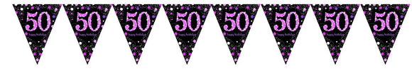 *CLEARANCE* 50th Banner / Bunting PINK