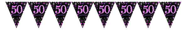 *CLEARANCE* 50th Banner / Bunting PINK