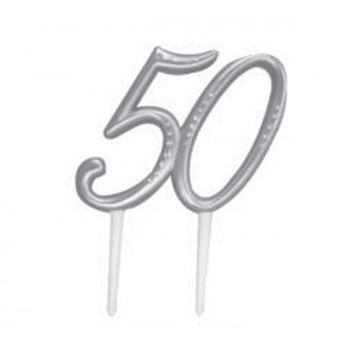 50th Cake Topper - Silver