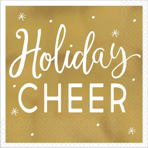 HOLIDAY CHEER - GOLD BEV NAPKIN