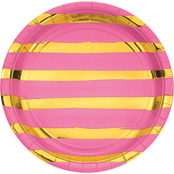 CANDY PINK & GOLD - PAPER Plate 22cm
