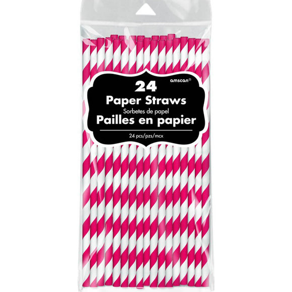Red - Chevron Paper Straws