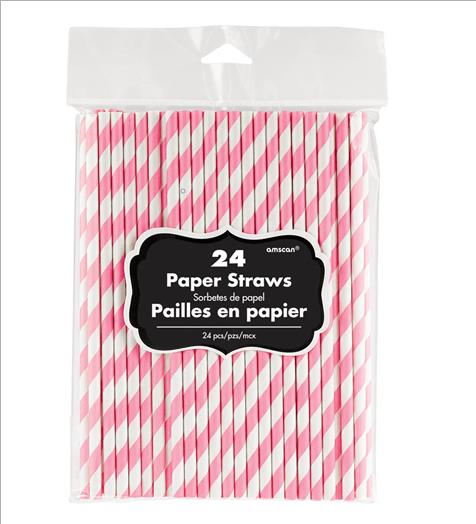 Soft Pink - Chevron Paper Straws