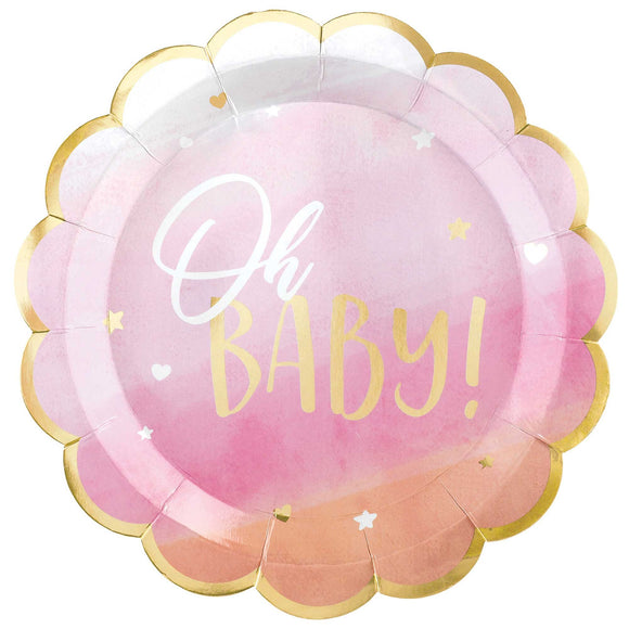 OH BABY (Pink) - PAPER Plate 25cm