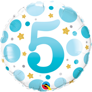 45cm Foil Balloon - 5TH BIRTHDAY BLUE