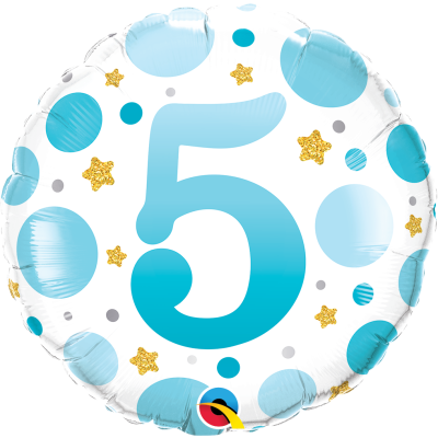 45cm Foil Balloon - 5TH BIRTHDAY BLUE