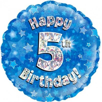 45cm Foil Balloon - 5TH BIRTHDAY BLUE