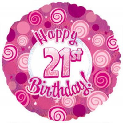 45cm Foil Balloon - 21st BIRTHDAY PINK
