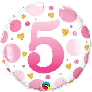 45cm Foil Balloon - 5TH BIRTHDAY PINK