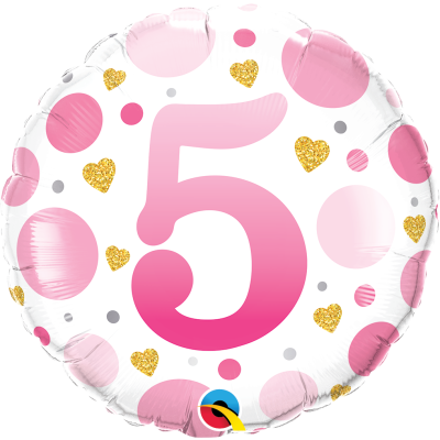 45cm Foil Balloon - 5TH BIRTHDAY PINK