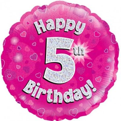 45cm Foil Balloon - 5TH BIRTHDAY PINK