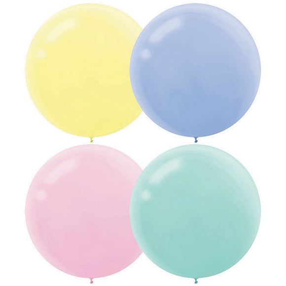 60cm ASSORTED COLOURS (PASTEL) Latex Balloons - 4Pk