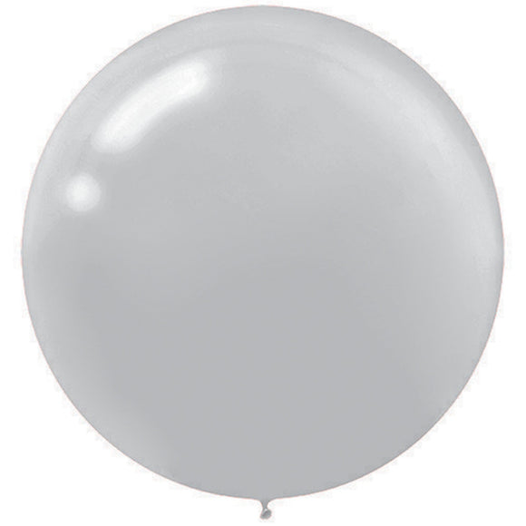 60cm SILVER Latex Balloons - 4Pk