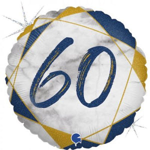 45cm Foil Balloon - 60TH Blue/Gold