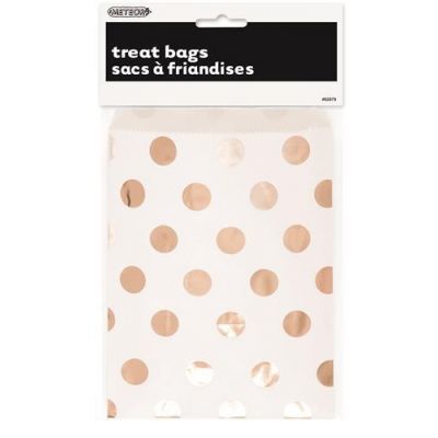 TREAT BAG - White with Rose Gold Dots