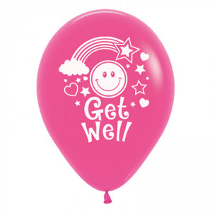 30cm Pink Get Well Latex Balloons - 6 Pack