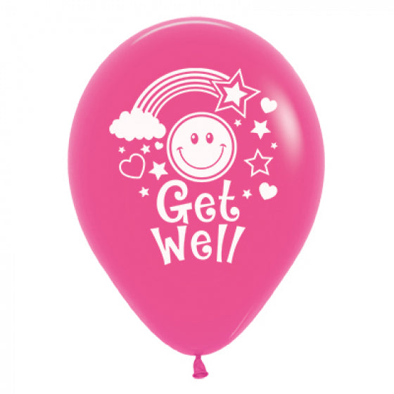 30cm Pink Get Well Latex Balloons - 6 Pack