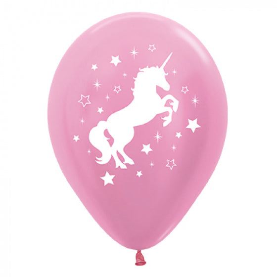 30cm Pink Unicorn Latex Balloons - 6 Pack