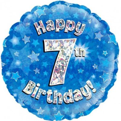 45cm Foil Balloon - 7TH BIRTHDAY BLUE