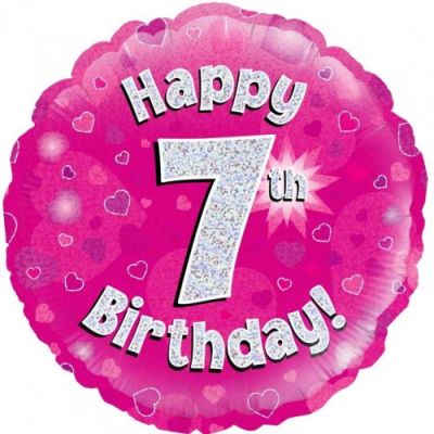 45cm Foil Balloon - 7TH BIRTHDAY PINK