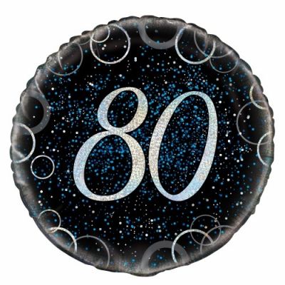 45cm Foil Balloon - 80th BLUE