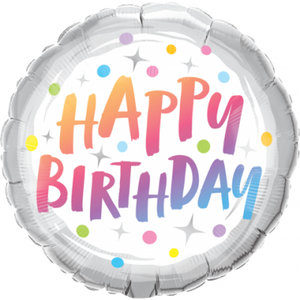 45cm Foil Balloon - HAPPY BIRTHDAY RAINBOW DOTS