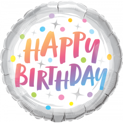 45cm Foil Balloon - HAPPY BIRTHDAY RAINBOW DOTS