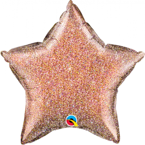 45cm Foil Balloon - STAR - GLITTER ROSE GOLD