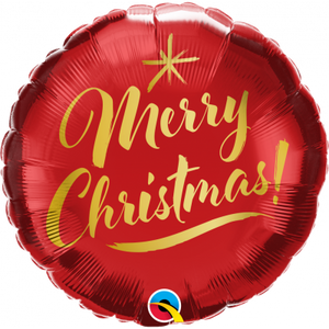 45cm Foil Balloon - MERRY CHRISTMAS GOLD/RED