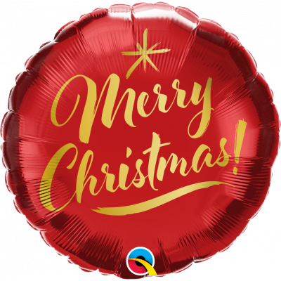 45cm Foil Balloon - MERRY CHRISTMAS GOLD/RED