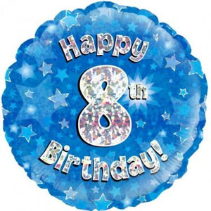 45cm Foil Balloon - 8TH BIRTHDAY BLUE