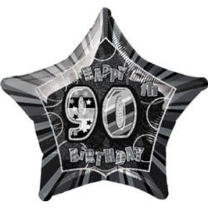 45cm Foil Balloon - 90th BLACK STAR