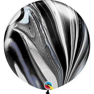 Latex MARBLE 90cm Balloon - BLACK & WHITE