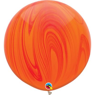 Latex MARBLE 90cm Balloon - RED & ORANGE