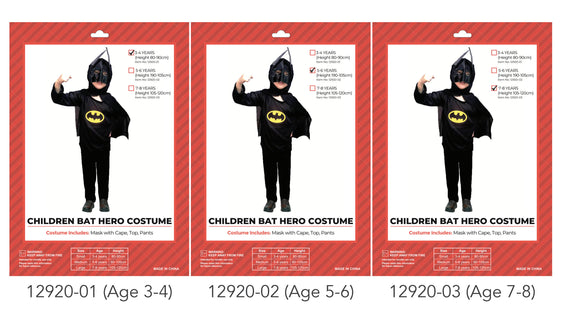 BAT HERO (CAPE, MASK & PANTS) - BOY