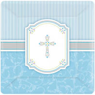 Party Paper Plates 17cm - BLESSINGS BLUE (DL)