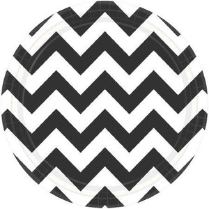 BLACK - Chevron Paper Plates 23cm