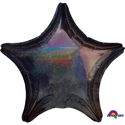 45cm Foil Balloon - STAR - BLACK HOLOGRAPHIC