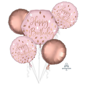 Balloon Bouquet - HAPPY BIRTHDAY PINK/ROSE GOLD