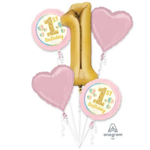 Balloon Bouquet - 1ST BIRTHDAY PINK & GOLD