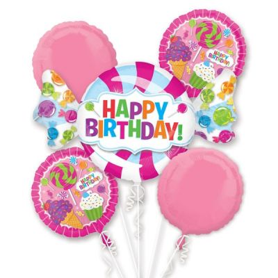Balloon Bouquet - HAPPY BIRTHDAY LOLLY POP SWIRL