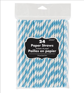 Caribbean Blue - Chevron Paper Straws