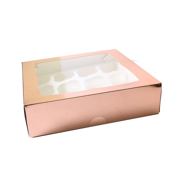 CUPCAKE BOXES - ROSE GOLD (HOLDS 12)