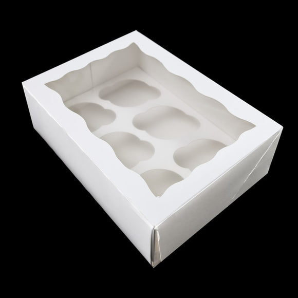 CUPCAKE BOXES - WHITE (HOLDS 6)