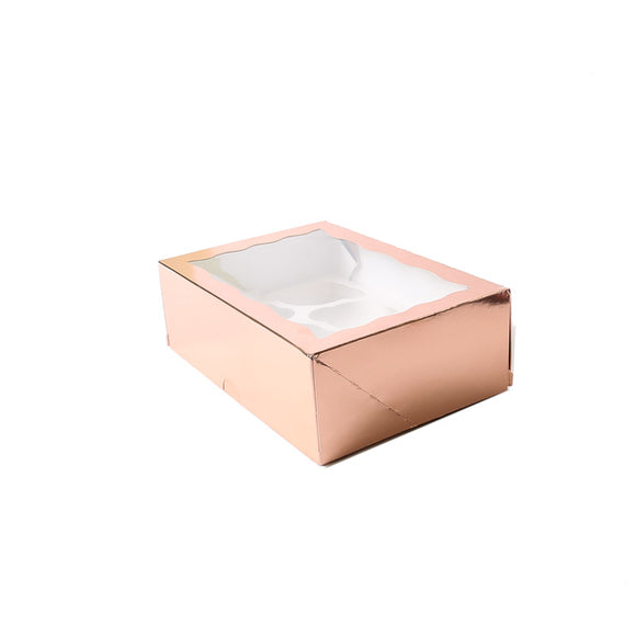 CUPCAKE BOXES - ROSE GOLD (HOLDS 6)
