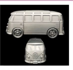 PEWTER MONEY BOX - SILVER COMBIE VAN