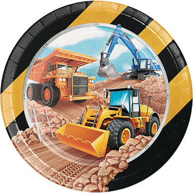 Party Paper Plates 23cm - CONSTRUCTION TRUCK