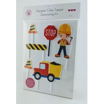 Acrylic Cake Topper - CONSTRUCTION  KIT 6PC